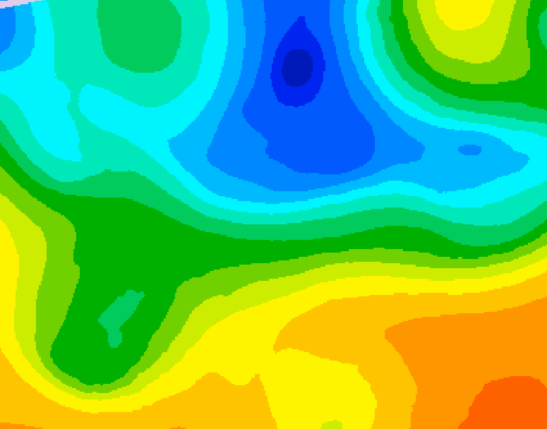 GDPS 500 millibar geopotential height 132 hour forecast chart for Canada based on 2025/05/08 0000Z data