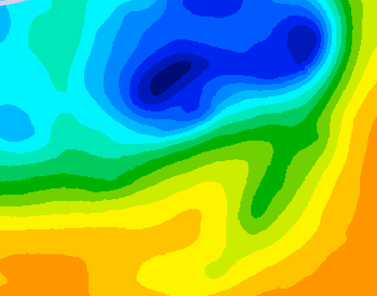 GDPS 500 millibar geopotential height 006 hour forecast chart for Canada based on 2025/05/08 1200Z data