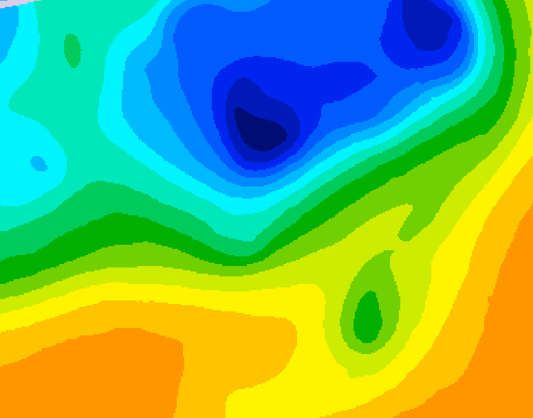 GDPS 500 millibar geopotential height 024 hour forecast chart for Canada based on 2025/05/08 1200Z data