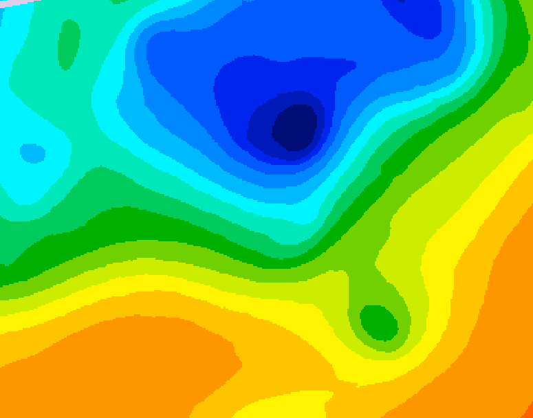 GDPS 500 millibar geopotential height 036 hour forecast chart for Canada based on 2025/05/08 1200Z data