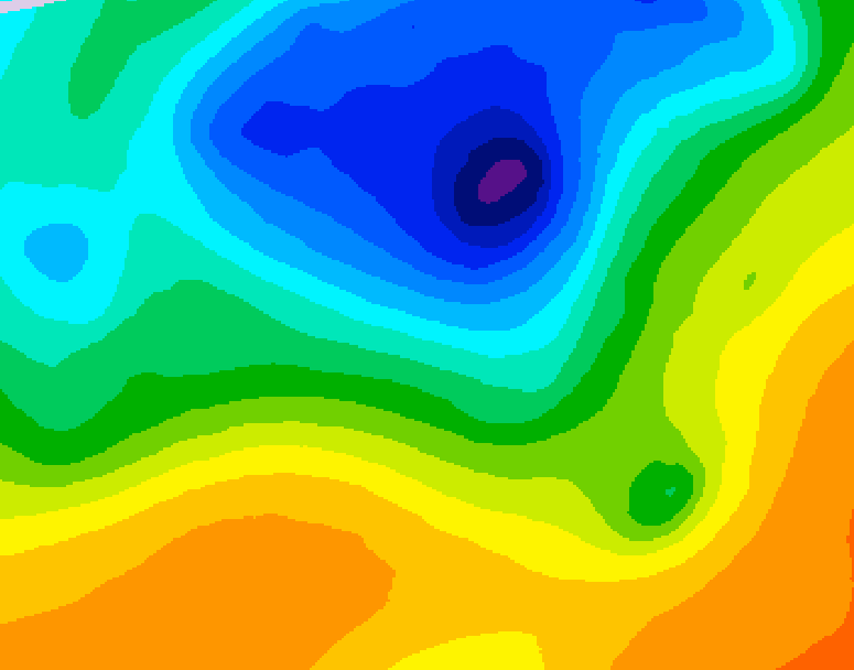 GDPS 500 millibar geopotential height 048 hour forecast chart for Canada based on 2025/05/08 1200Z data
