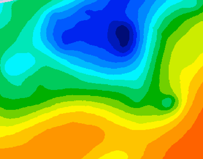 GDPS 500 millibar geopotential height 060 hour forecast chart for Canada based on 2025/05/08 1200Z data