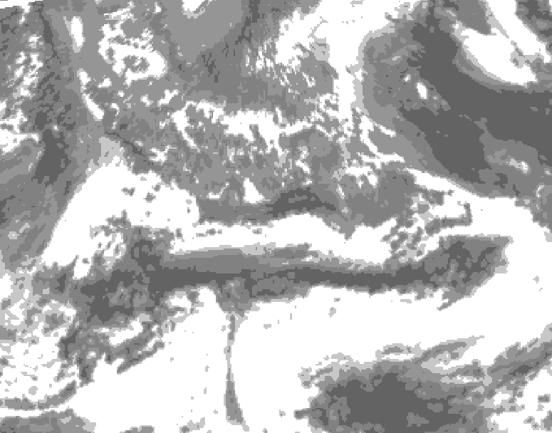 GDPS total cloud 120 hour forecast chart for Canada based on 2025/05/08 0000Z data