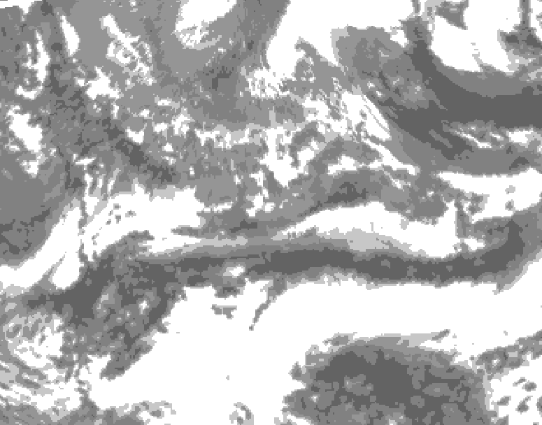 GDPS total cloud 132 hour forecast chart for Canada based on 2025/05/08 0000Z data