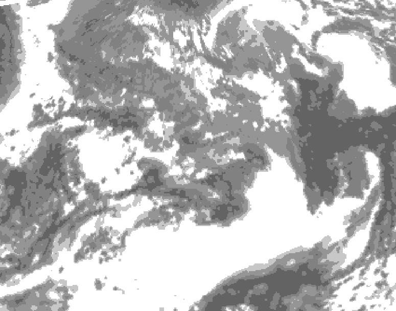 GDPS total cloud 072 hour forecast chart for Canada based on 2025/05/08 1200Z data