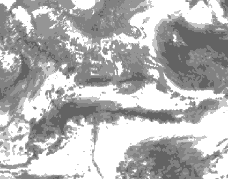 GDPS total cloud 108 hour forecast chart for Canada based on 2025/05/08 1200Z data