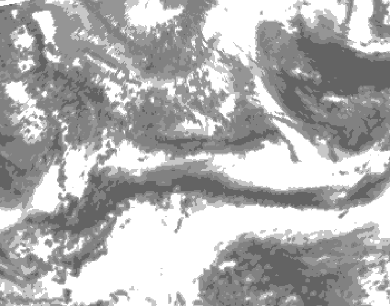 GDPS total cloud 120 hour forecast chart for Canada based on 2025/05/08 1200Z data
