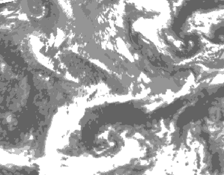 GDPS total cloud 192 hour forecast chart for Canada based on 2025/05/08 1200Z data