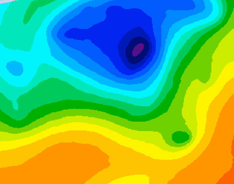 GDPS 500 millibar geopotential height 036 hour forecast chart for Canada based on 2025/05/09 0000Z data