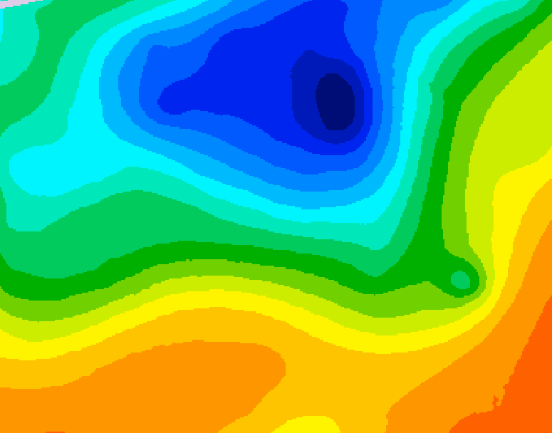 GDPS 500 millibar geopotential height 036 hour forecast chart for Canada based on 2025/05/09 1200Z data