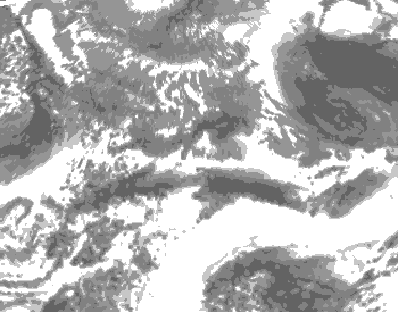 GDPS total cloud 096 hour forecast chart for Canada based on 2025/05/09 0000Z data