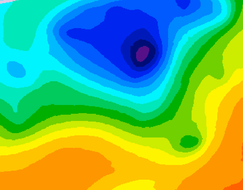 GDPS 500 millibar geopotential height 012 hour forecast chart for Canada based on 2025/05/10 0000Z data