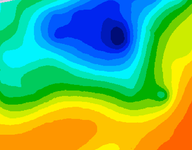 GDPS 500 millibar geopotential height 024 hour forecast chart for Canada based on 2025/05/10 0000Z data
