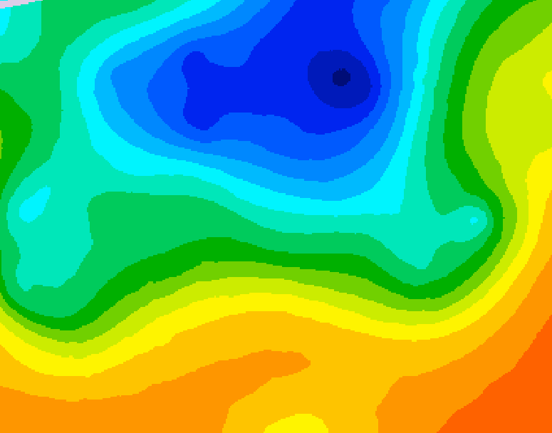 GDPS 500 millibar geopotential height 036 hour forecast chart for Canada based on 2025/05/10 0000Z data