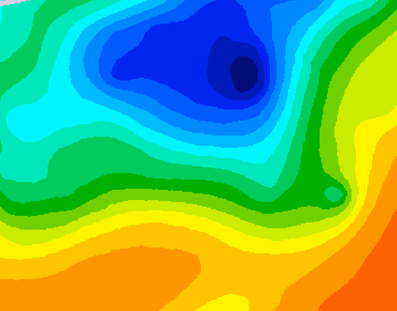 GDPS 500 millibar geopotential height 012 hour forecast chart for Canada based on 2025/05/10 1200Z data