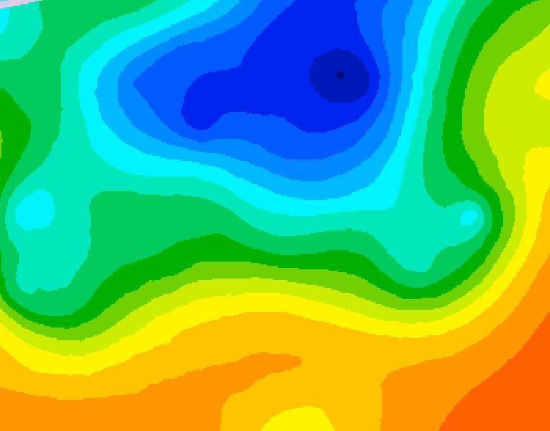 GDPS 500 millibar geopotential height 024 hour forecast chart for Canada based on 2025/05/10 1200Z data