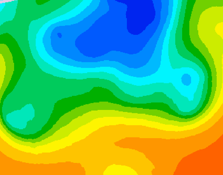 GDPS 500 millibar geopotential height 036 hour forecast chart for Canada based on 2025/05/10 1200Z data