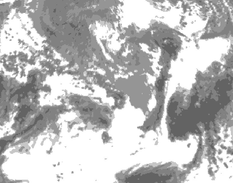 GDPS total cloud 012 hour forecast chart for Canada based on 2025/05/10 0000Z data