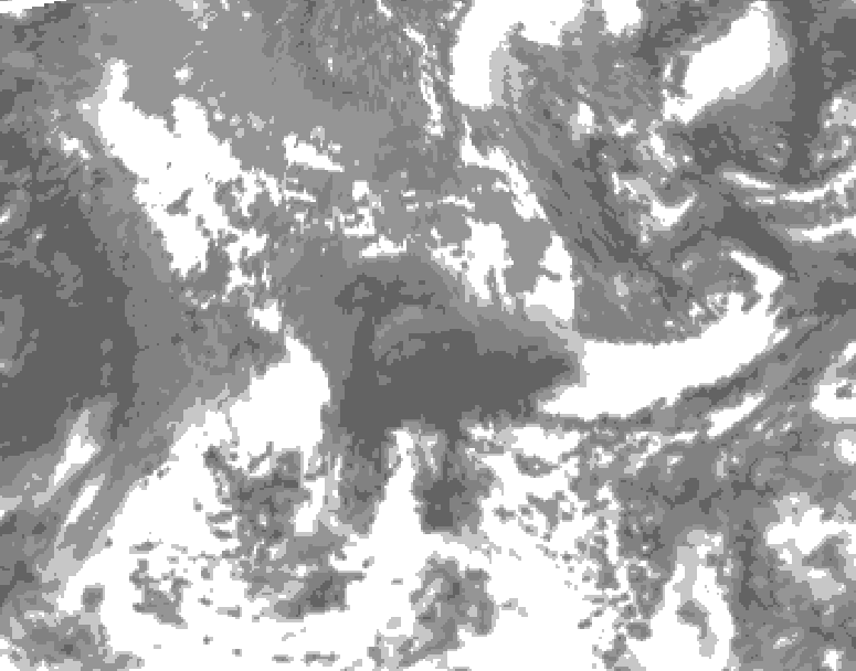 GDPS total cloud 144 hour forecast chart for Canada based on 2025/05/10 0000Z data