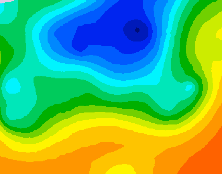 GDPS 500 millibar geopotential height 012 hour forecast chart for Canada based on 2025/05/11 0000Z data