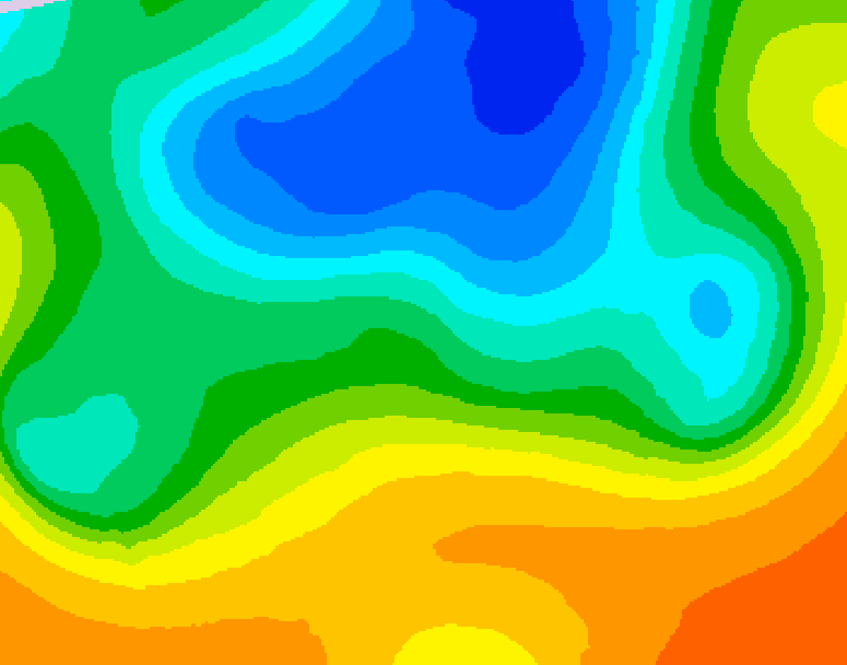 GDPS 500 millibar geopotential height 024 hour forecast chart for Canada based on 2025/05/11 0000Z data