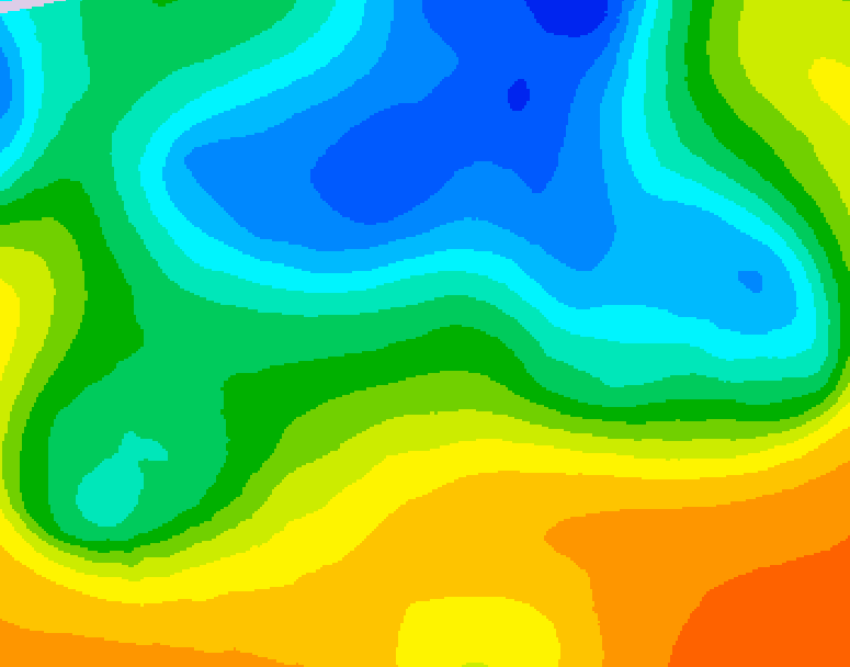 GDPS 500 millibar geopotential height 036 hour forecast chart for Canada based on 2025/05/11 0000Z data