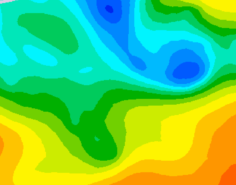 GDPS 500 millibar geopotential height 102 hour forecast chart for Canada based on 2025/05/11 1200Z data