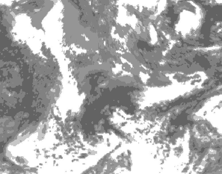 GDPS total cloud 120 hour forecast chart for Canada based on 2025/05/11 0000Z data
