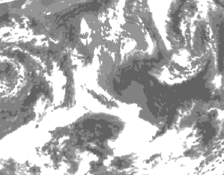 GDPS total cloud 198 hour forecast chart for Canada based on 2025/05/11 1200Z data