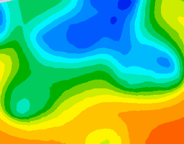 GDPS 500 millibar geopotential height 012 hour forecast chart for Canada based on 2025/05/12 0000Z data