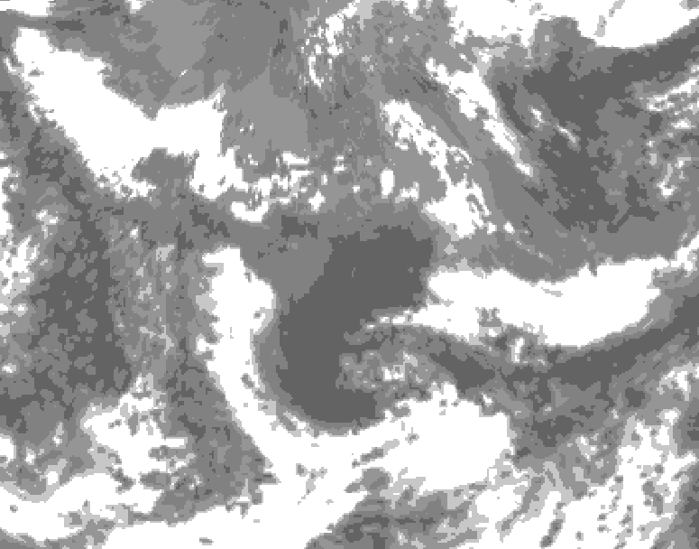 GDPS total cloud 120 hour forecast chart for Canada based on 2025/05/12 0000Z data
