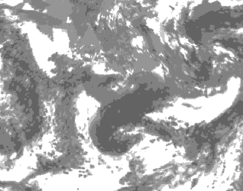 GDPS total cloud 108 hour forecast chart for Canada based on 2025/05/12 1200Z data