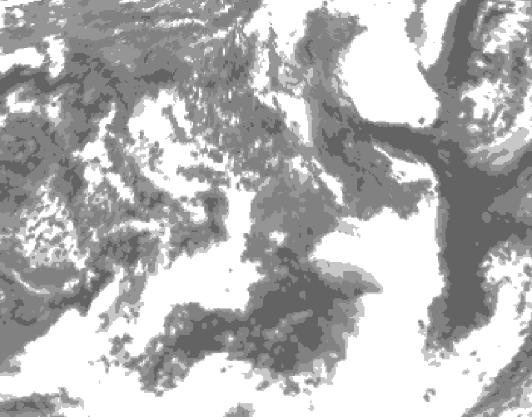 GDPS total cloud 198 hour forecast chart for Canada based on 2025/05/12 1200Z data