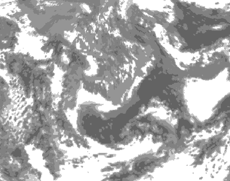 GDPS total cloud 114 hour forecast chart for Canada based on 2025/05/13 0000Z data