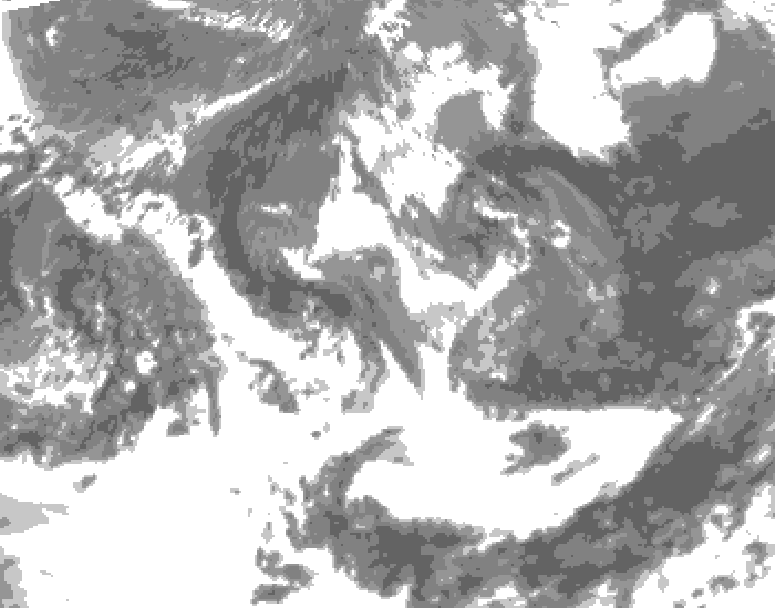 GDPS total cloud 216 hour forecast chart for Canada based on 2025/05/13 1200Z data