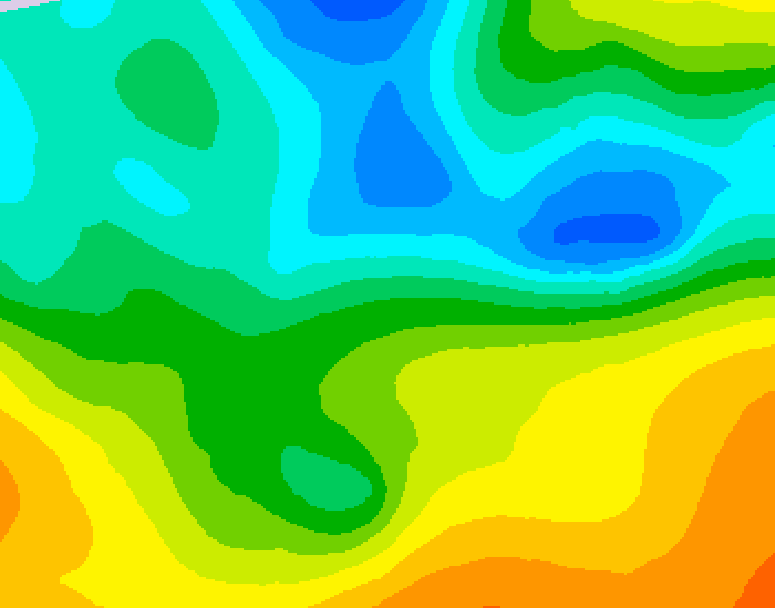GDPS 500 millibar geopotential height 018 hour forecast chart for Canada based on 2025/05/15 0000Z data