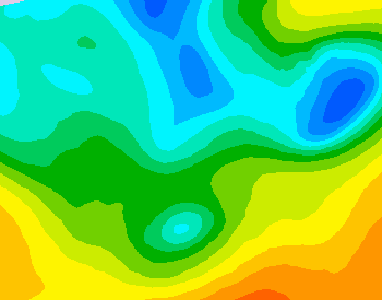 GDPS 500 millibar geopotential height 036 hour forecast chart for Canada based on 2025/05/15 0000Z data