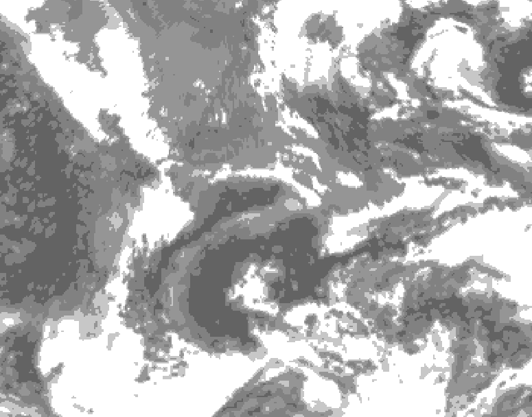 GDPS total cloud 018 hour forecast chart for Canada based on 2025/05/15 0000Z data