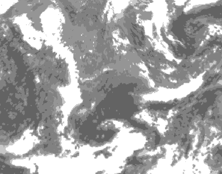 GDPS total cloud 036 hour forecast chart for Canada based on 2025/05/15 0000Z data