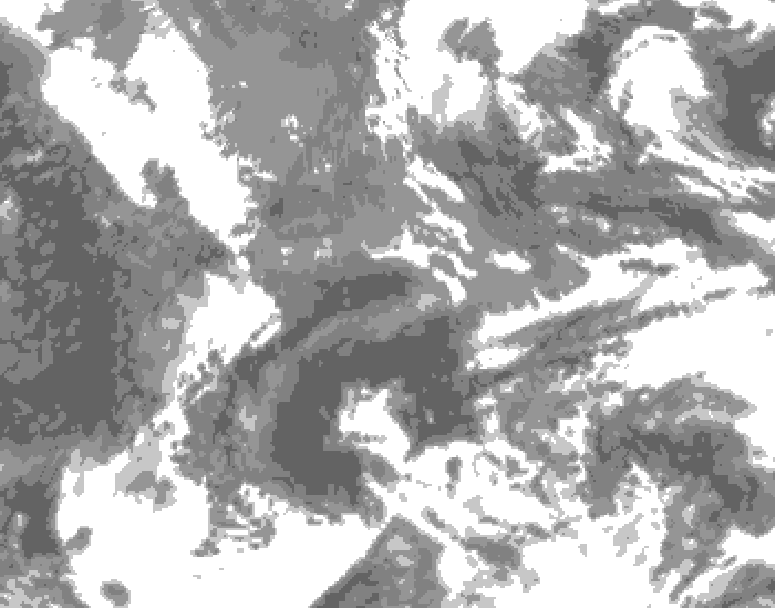 GDPS total cloud 006 hour forecast chart for Canada based on 2025/05/15 1200Z data