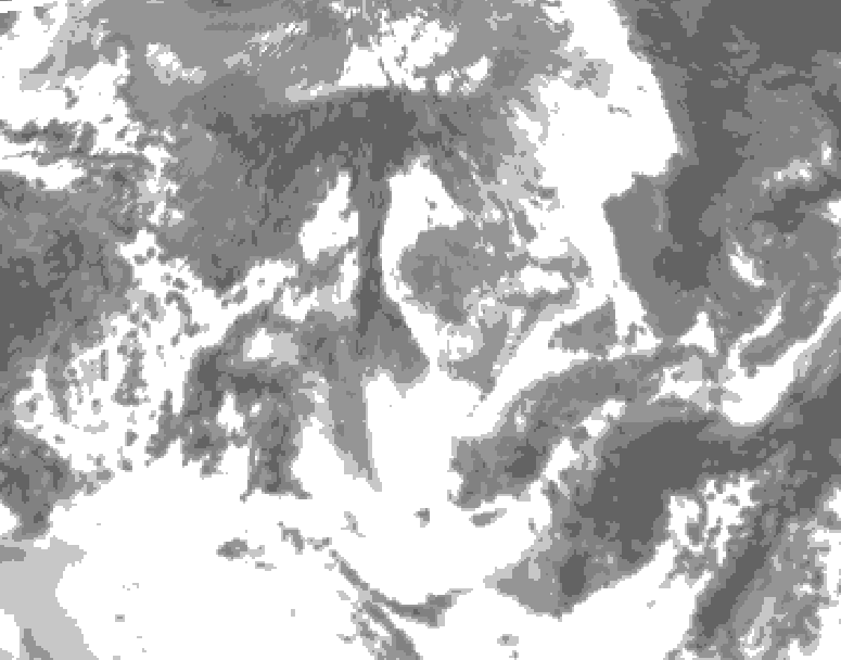 GDPS total cloud 192 hour forecast chart for Canada based on 2025/05/15 1200Z data