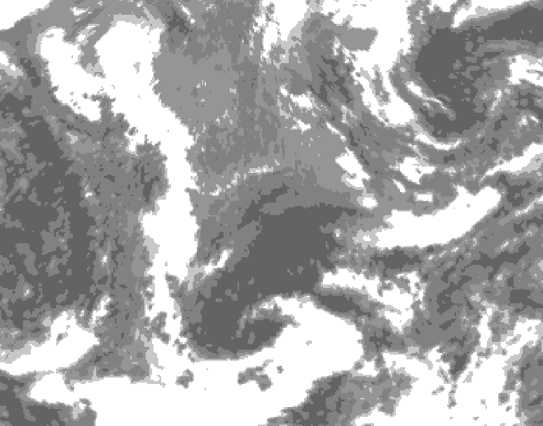 GDPS total cloud 012 hour forecast chart for Canada based on 2025/05/16 0000Z data