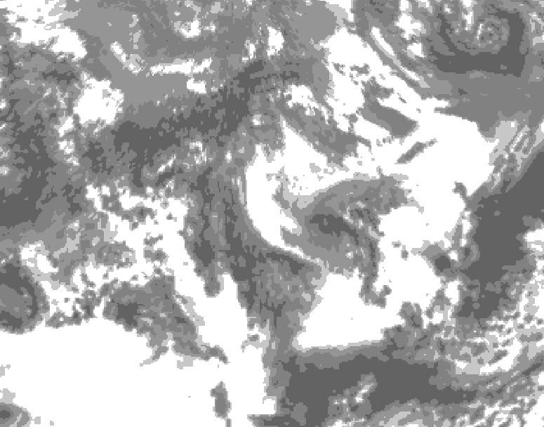 GDPS total cloud 156 hour forecast chart for Canada based on 2025/05/16 0000Z data