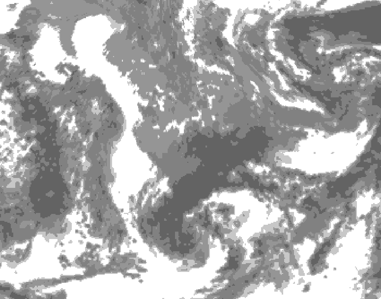 GDPS total cloud 012 hour forecast chart for Canada based on 2025/05/16 1200Z data