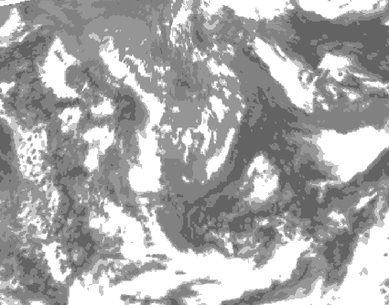 GDPS total cloud 018 hour forecast chart for Canada based on 2025/05/17 0000Z data