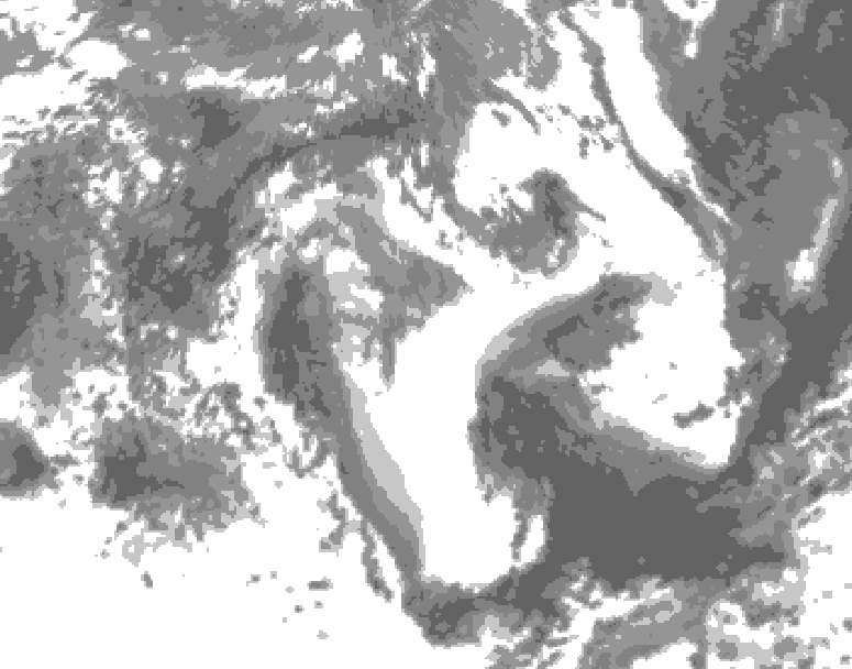 GDPS total cloud 120 hour forecast chart for Canada based on 2025/05/17 0000Z data