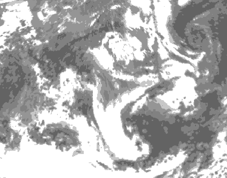 GDPS total cloud 120 hour forecast chart for Canada based on 2025/05/17 1200Z data