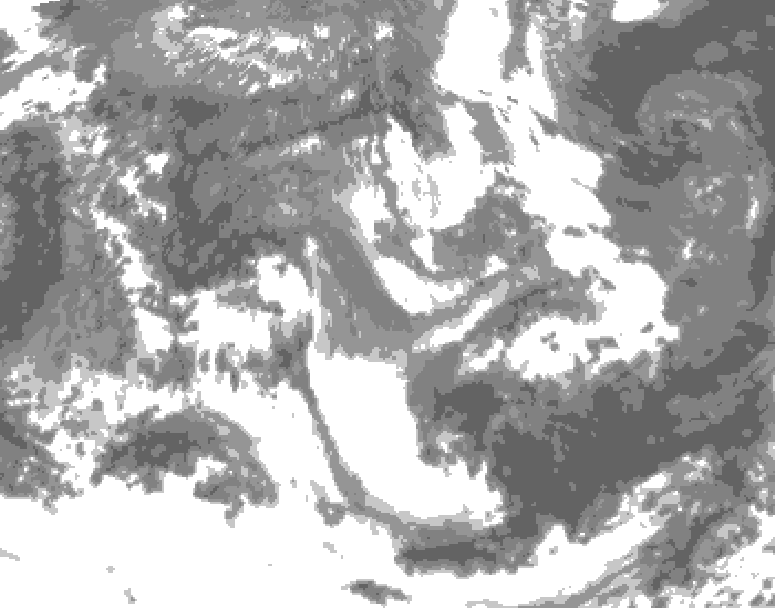 GDPS total cloud 096 hour forecast chart for Canada based on 2025/05/18 1200Z data