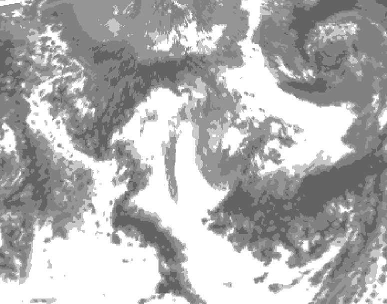 GDPS total cloud 120 hour forecast chart for Canada based on 2025/05/18 1200Z data