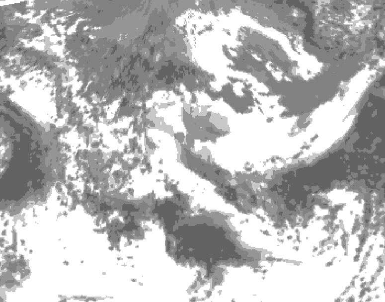 GDPS total cloud 120 hour forecast chart for Canada based on 2025/05/20 0000Z data